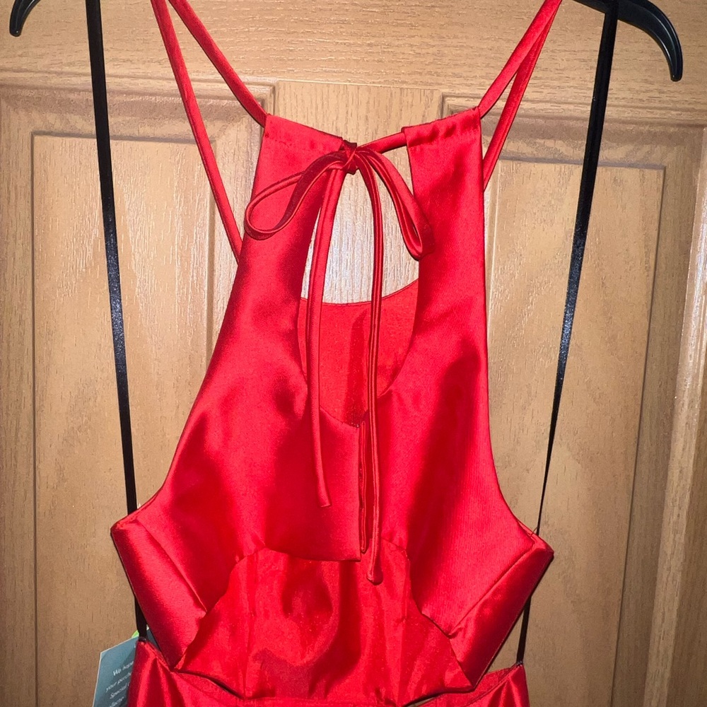 NWT B. Smart Red Satin Maxi Dress Size 0 - Picture 11 of 15